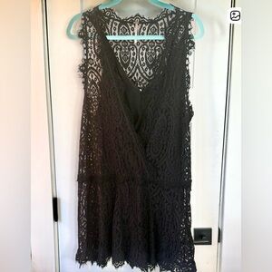 Free People Black Lace Sleeveless Dress with Detachable Slip Size M